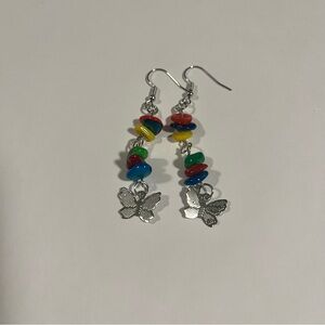 Shell Stone Butterfly Earrings Multicolor Handcrafted